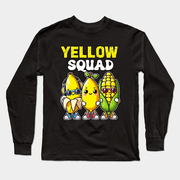 Yellow Squad Banana Lemon And Corn Long Sleeve T-Shirt by hippohost